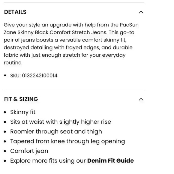 Pacsun Skinny Stretch Denim Jeans Mens 32X30 Black Y2K Grunge Punk distressed - Picture 3 of 14